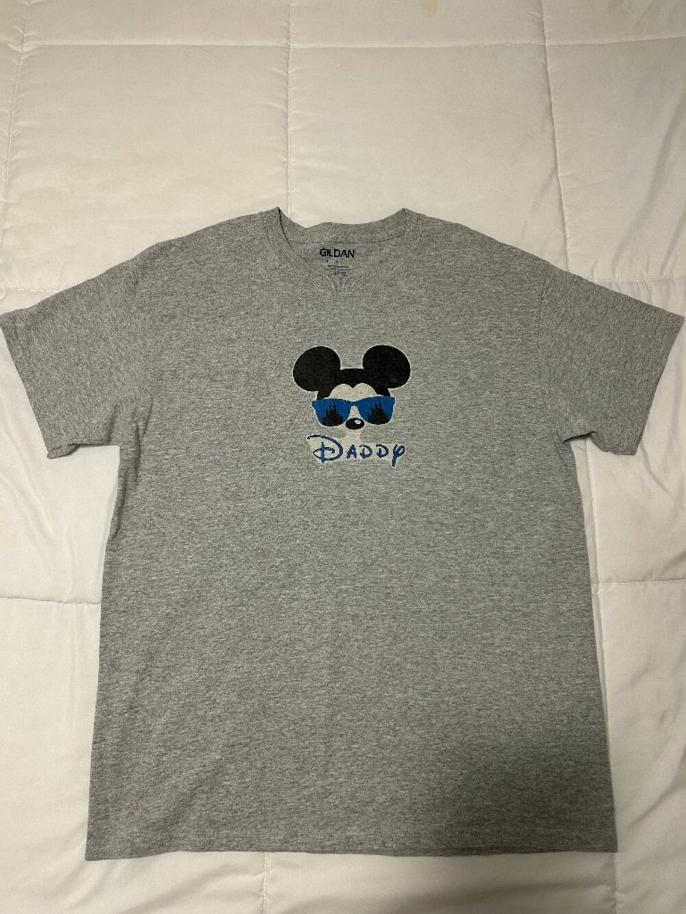 Disney Mickey Mouse Silhouette with Sunglasses "Daddy" Gray T-shirt Men's Size L